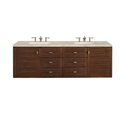 James Martin - Amberly 72" Double Vanity, Mid-Century Walnut, w/ 3 CM Tajnar Eclos Top - 670-V72-WLT-3TJR view 2