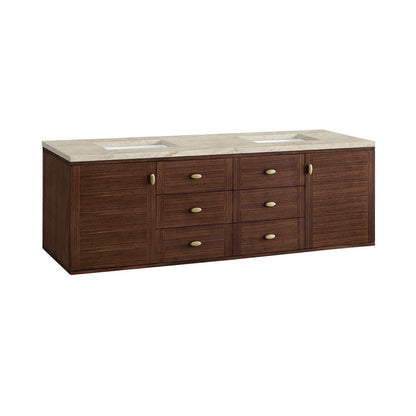 James Martin - Amberly 72" Double Vanity, Mid-Century Walnut, w/ 3 CM Tajnar Eclos Top - 670-V72-WLT-3TJR view 19