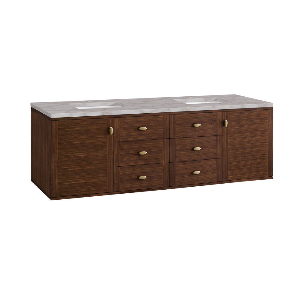 James Martin - Amberly 72" Double Vanity, Mid-Century Walnut w/ 3 CM Victorian Silver Top - 670-V72-WLT-3VSL view 18