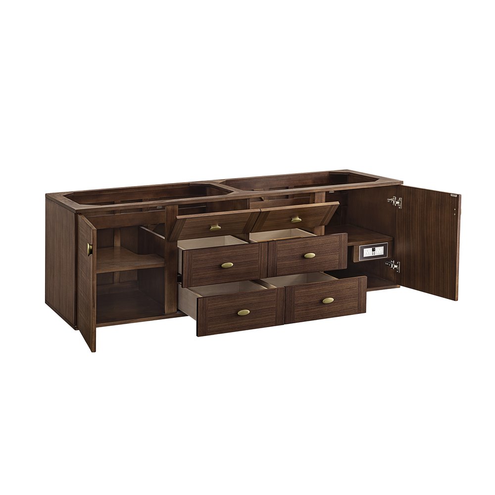 James Martin - Amberly 72" Double Vanity, Mid-Century Walnut w/ 3 CM Victorian Silver Top w/FreePower Wireless Charger - 670-V72-WLT-FVSL view 13