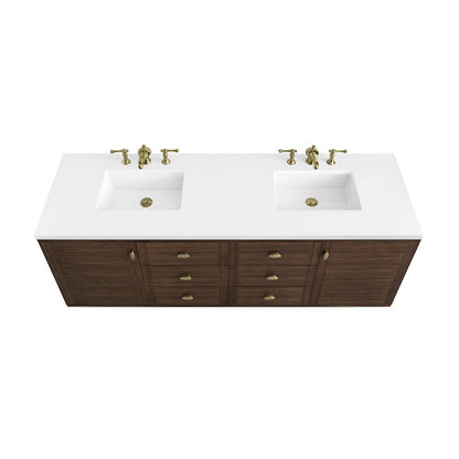 James Martin - Amberly 72" Double Vanity, Mid-Century Walnut w/ 3 CM White Zeus Top - 670-V72-WLT-3WZ view 15