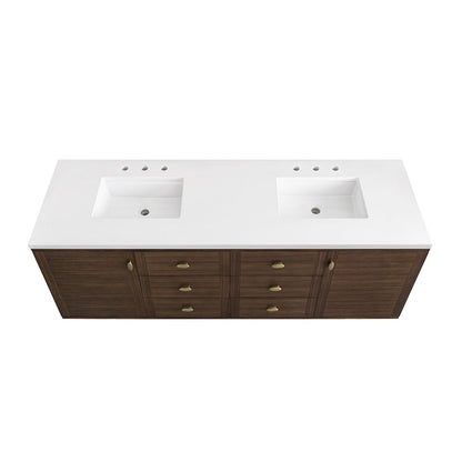 James Martin - Amberly 72" Double Vanity, Mid-Century Walnut w/ 3 CM White Zeus Top - 670-V72-WLT-3WZ view 16