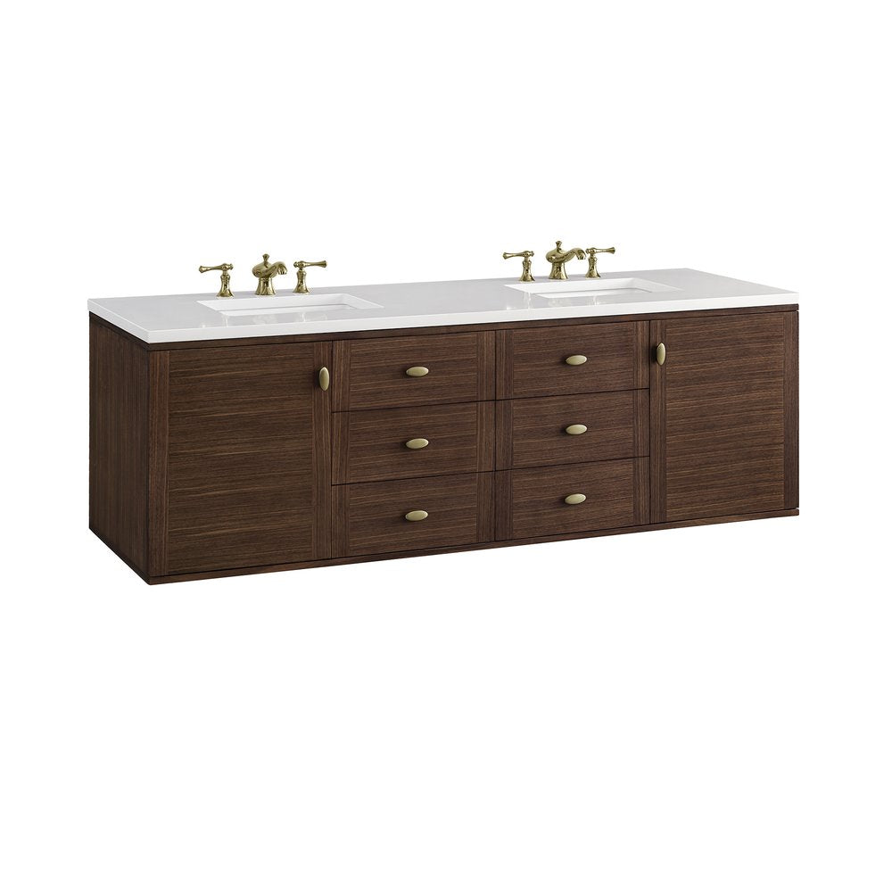 James Martin - Amberly 72" Double Vanity, Mid-Century Walnut w/ 3 CM White Zeus Top - 670-V72-WLT-3WZ view 24