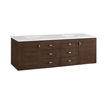 James Martin - Amberly 72" Double Vanity, Mid-Century Walnut w/ 3 CM White Zeus Top - 670-V72-WLT-3WZ view 25