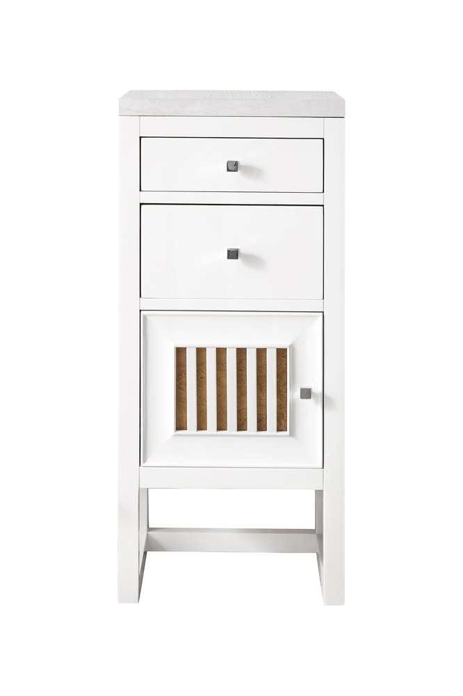 James Martin - Athens 15" Base Cabinet w/ Drawers and Left Door, Glossy White w/ 3 CM Arctic Fall Solid Surface Top - E645-B15L-GW-3AF view 1