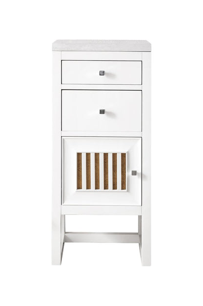 James Martin - Athens 15" Base Cabinet w/ Drawers and Left Door, Glossy White w/ 3 CM Arctic Fall Solid Surface Top - E645-B15L-GW-3AF view 1