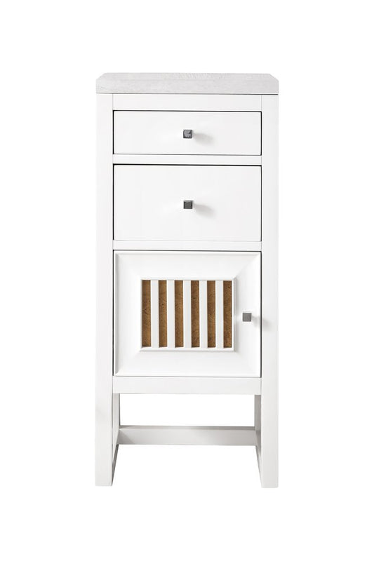 James Martin - Athens 15" Base Cabinet w/ Drawers and Left Door, Glossy White w/ 3 CM Arctic Fall Solid Surface Top - E645-B15L-GW-3AF view 1