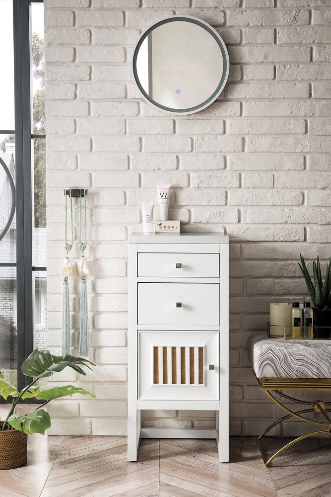 James Martin - Athens 15" Base Cabinet w/ Drawers and Left Door, Glossy White w/ 3 CM Arctic Fall Solid Surface Top - E645-B15L-GW-3AF view 2