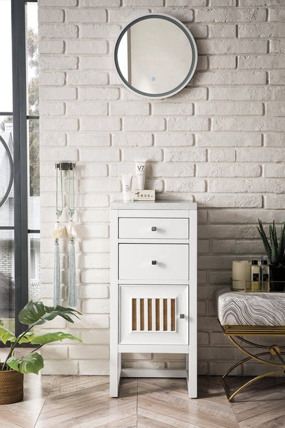 James Martin - Athens 15" Base Cabinet w/ Drawers and Left Door, Glossy White w/ 3 CM Arctic Fall Solid Surface Top - E645-B15L-GW-3AF view 2
