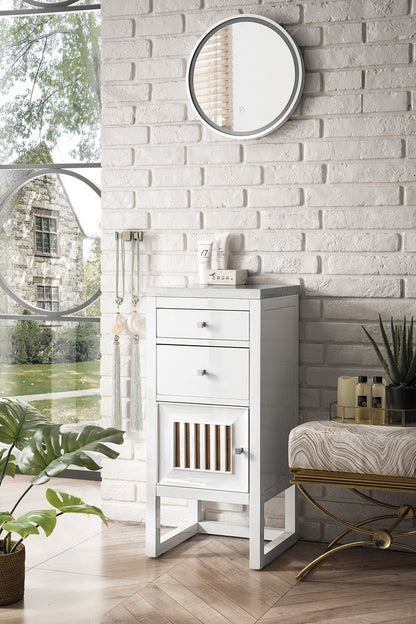 James Martin - Athens 15" Base Cabinet w/ Drawers and Left Door, Glossy White w/ 3 CM Arctic Fall Solid Surface Top - E645-B15L-GW-3AF view 3