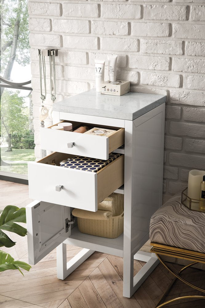 James Martin - Athens 15" Base Cabinet w/ Drawers and Left Door, Glossy White w/ 3 CM Arctic Fall Solid Surface Top - E645-B15L-GW-3AF view 4