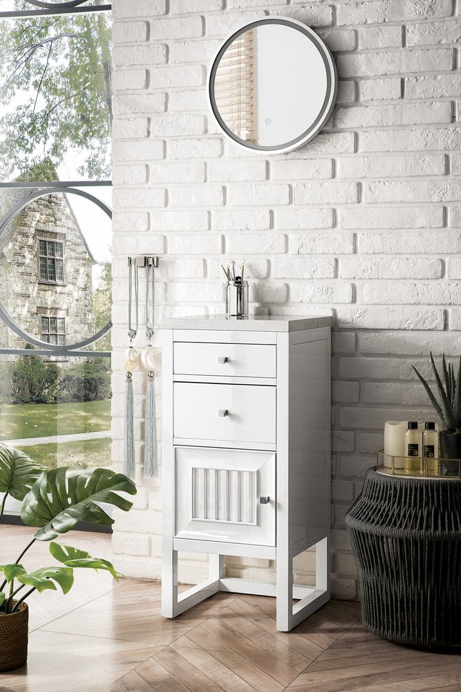 James Martin - Athens 15" Base Cabinet w/ Drawers and Left Door, Glossy White w/ 3 CM Arctic Fall Solid Surface Top - E645-B15L-GW-3AF view 6