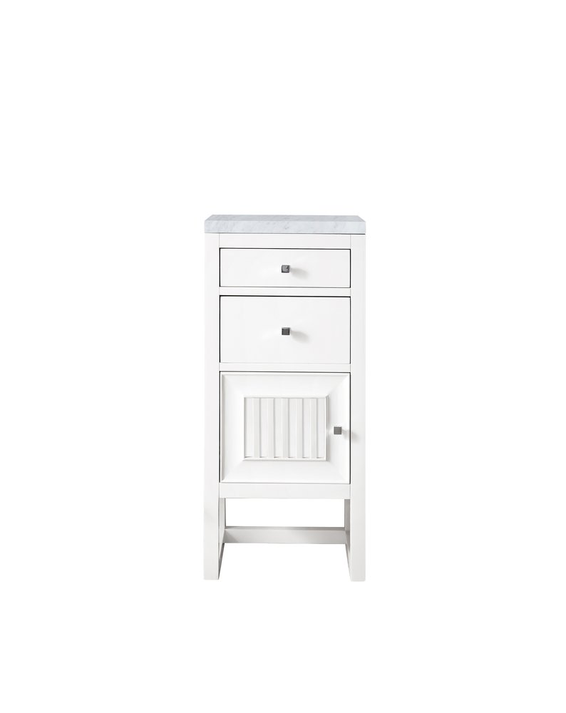 James Martin - Athens 15" Base Cabinet w/ Drawers and Left Door, Glossy White w/ 3 CM Carrara Marble Top - E645-B15L-GW-3CAR view 1