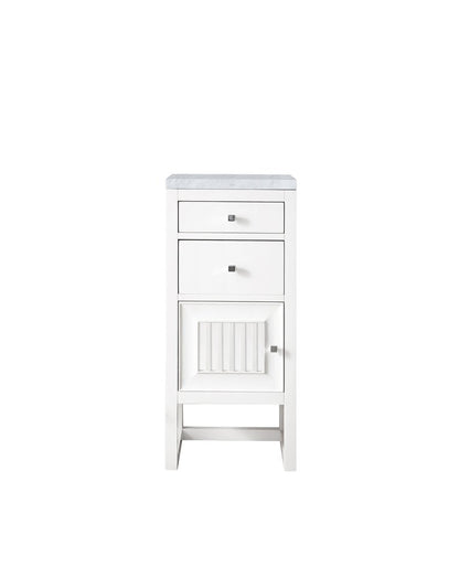 James Martin - Athens 15" Base Cabinet w/ Drawers and Left Door, Glossy White w/ 3 CM Carrara Marble Top - E645-B15L-GW-3CAR view 1