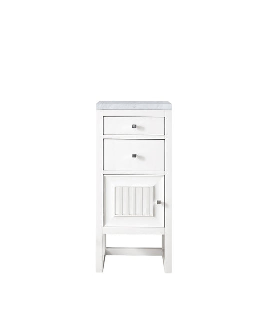 James Martin - Athens 15" Base Cabinet w/ Drawers and Left Door, Glossy White w/ 3 CM Carrara Marble Top - E645-B15L-GW-3CAR view 1