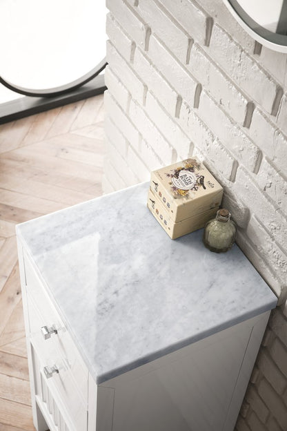 James Martin - Athens 15" Base Cabinet w/ Drawers and Left Door, Glossy White w/ 3 CM Carrara Marble Top - E645-B15L-GW-3CAR view 2
