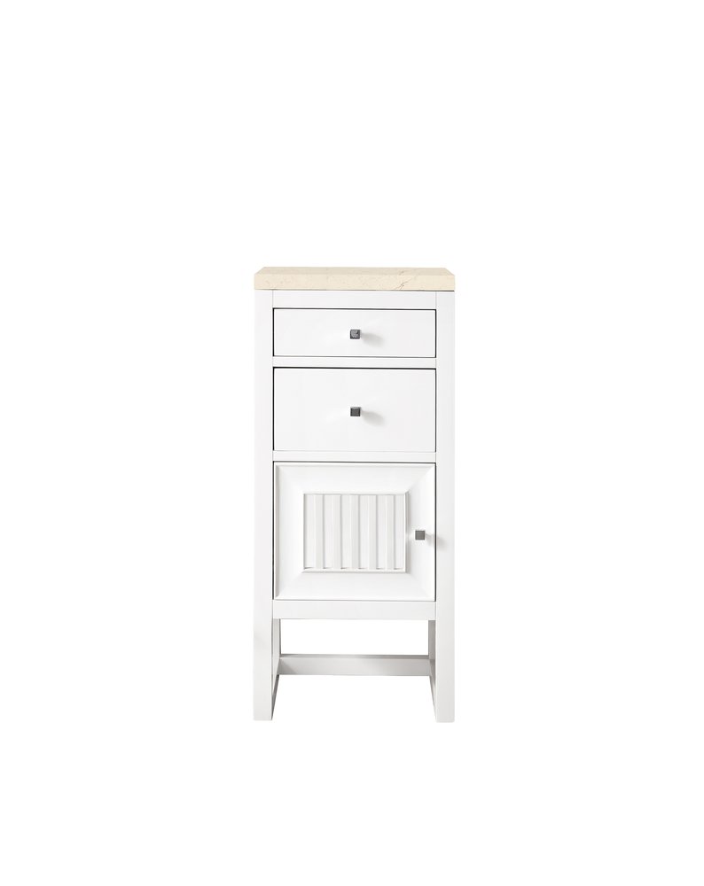 James Martin - Athens 15" Base Cabinet w/ Drawers and Left Door, Glossy White w/ 3 CM Eternal Marfil Top - E645-B15L-GW-3EMR view 1