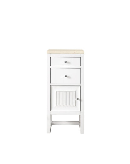 James Martin - Athens 15" Base Cabinet w/ Drawers and Left Door, Glossy White w/ 3 CM Eternal Marfil Top - E645-B15L-GW-3EMR view 1