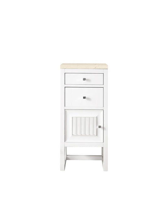 James Martin - Athens 15" Base Cabinet w/ Drawers and Left Door, Glossy White w/ 3 CM Eternal Marfil Top - E645-B15L-GW-3EMR view 1