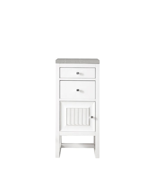 James Martin - Athens 15" Base Cabinet w/ Drawers and Left Door, Glossy White w/ 3 CM Eternal Serena Top - E645-B15L-GW-3ESR view 1