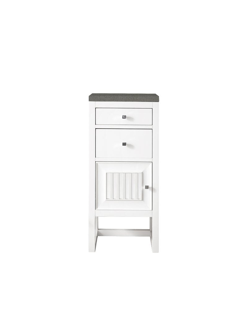 James Martin - Athens 15" Base Cabinet w/ Drawers and Left Door, Glossy White w/ 3 CM Grey Expo Silestone Top - E645-B15L-GW-3GEX view 1