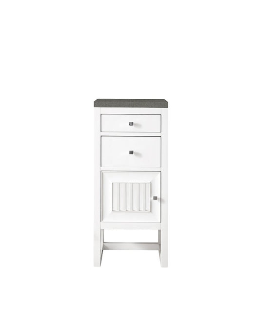 James Martin - Athens 15" Base Cabinet w/ Drawers and Left Door, Glossy White w/ 3 CM Grey Expo Silestone Top - E645-B15L-GW-3GEX view 1