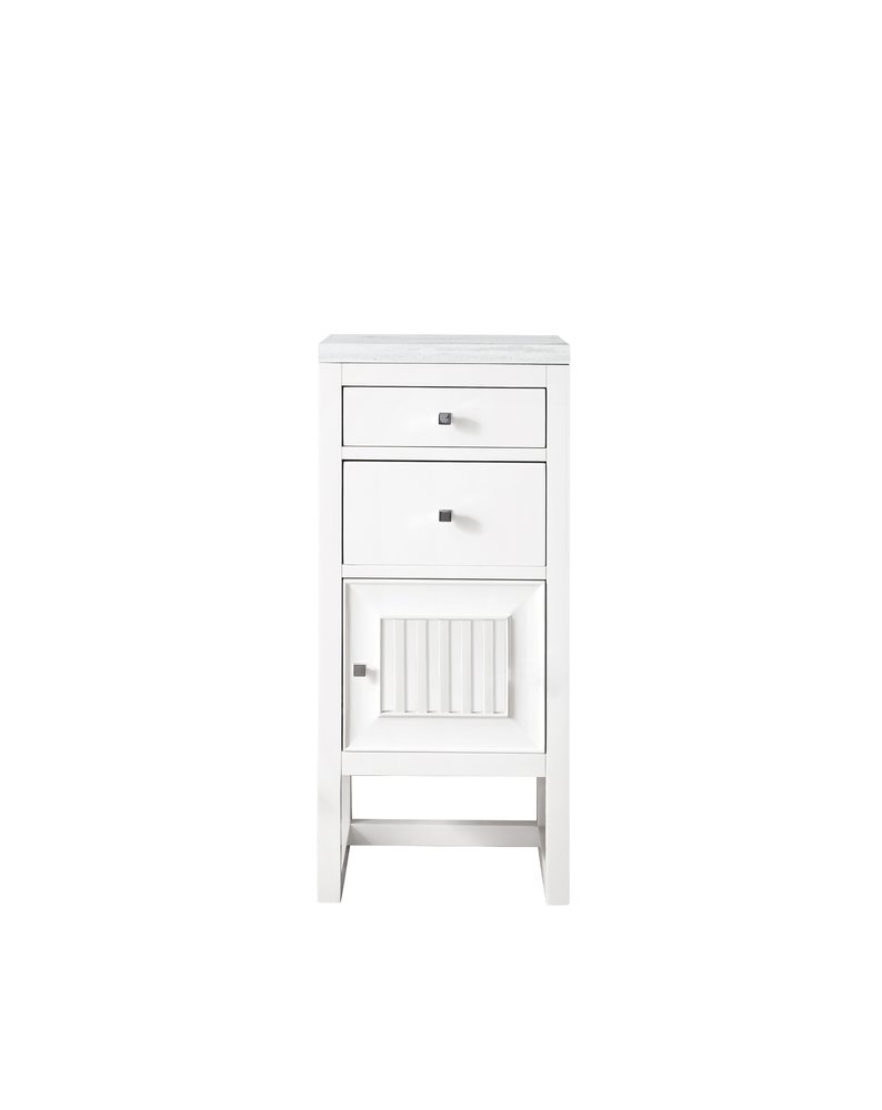 James Martin - Athens 15" Base Cabinet w/ Drawers and Right Door, Glossy White w/ 3 CM Arctic Fall Solid Surface Top - E645-B15R-GW-3AF view 1
