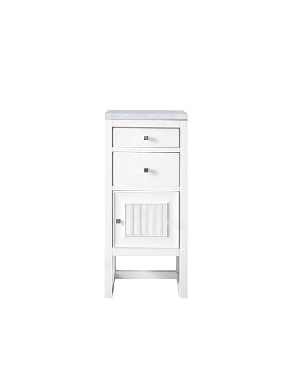 James Martin - Athens 15" Base Cabinet w/ Drawers and Right Door, Glossy White w/ 3 CM Carrara Marble Top - E645-B15R-GW-3CAR view 1