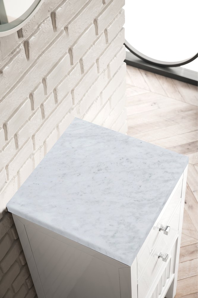James Martin - Athens 15" Base Cabinet w/ Drawers and Right Door, Glossy White w/ 3 CM Carrara Marble Top - E645-B15R-GW-3CAR view 2