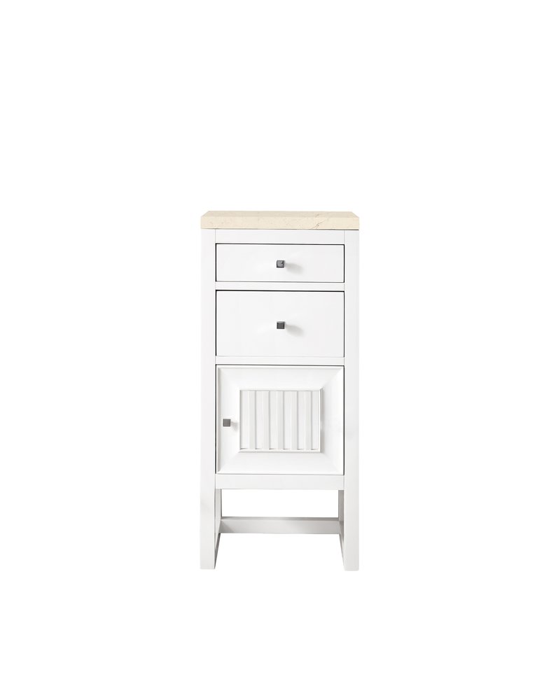 James Martin - Athens 15" Base Cabinet w/ Drawers and Right Door, Glossy White w/ 3 CM Eternal Marfil Top - E645-B15R-GW-3EMR view 1