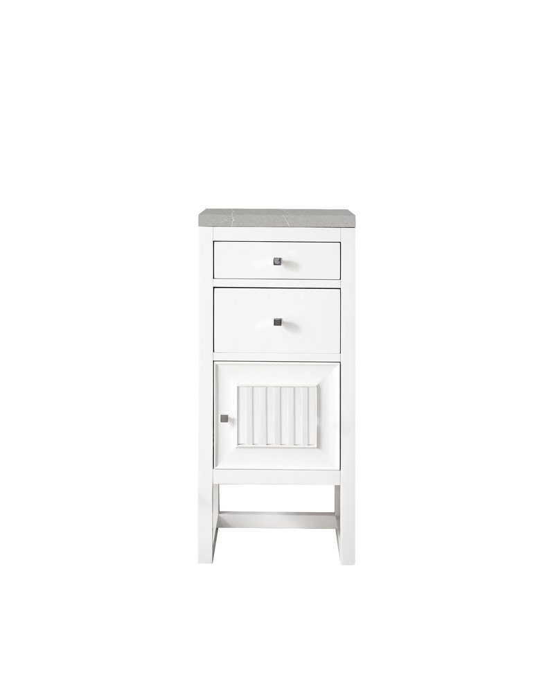 James Martin - Athens 15" Base Cabinet w/ Drawers and Right Door, Glossy White w/ 3 CM Eternal Serena Top - E645-B15R-GW-3ESR view 1