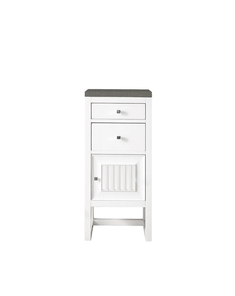 James Martin - Athens 15" Base Cabinet w/ Drawers and Right Door, Glossy White w/ 3 CM Grey Expo Silestone Top - E645-B15R-GW-3GEX view 1