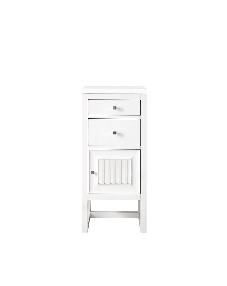 James Martin - Athens 15" Base Cabinet w/ Drawers and Right Door, Glossy White w/ 3 CM White Zeus Silestone Top - E645-B15R-GW-3WZ view 1