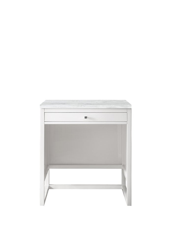 James Martin - Athens 30" Countertop Unit, Glossy White w/ 3 CM Arctic Fall Solid Surface Top - E645-DU30-GW-3AF view 1