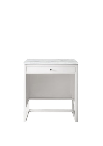 James Martin - Athens 30" Countertop Unit, Glossy White w/ 3 CM Arctic Fall Solid Surface Top - E645-DU30-GW-3AF view 1
