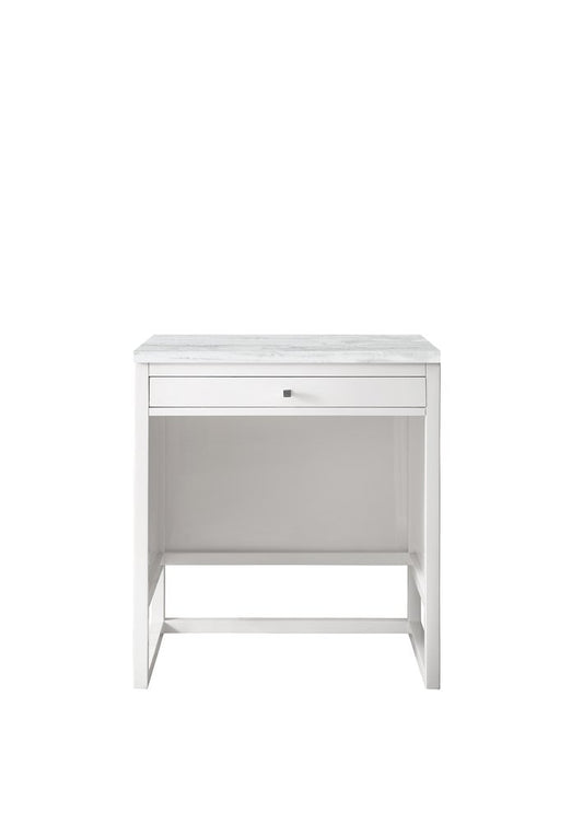 James Martin - Athens 30" Countertop Unit, Glossy White w/ 3 CM Arctic Fall Solid Surface Top - E645-DU30-GW-3AF view 1