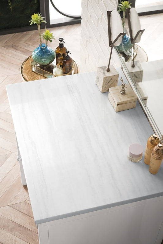 James Martin - Athens 30" Countertop Unit, Glossy White w/ 3 CM Arctic Fall Solid Surface Top - E645-DU30-GW-3AF view 2
