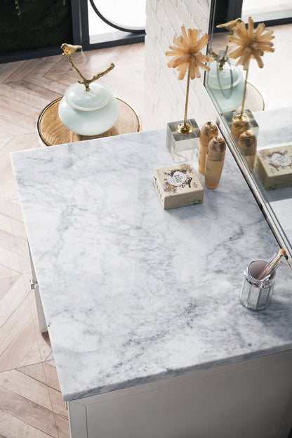 James Martin - Athens 30" Countertop Unit, Glossy White w/ 3 CM Carrara Marble Top - E645-DU30-GW-3CAR view 2