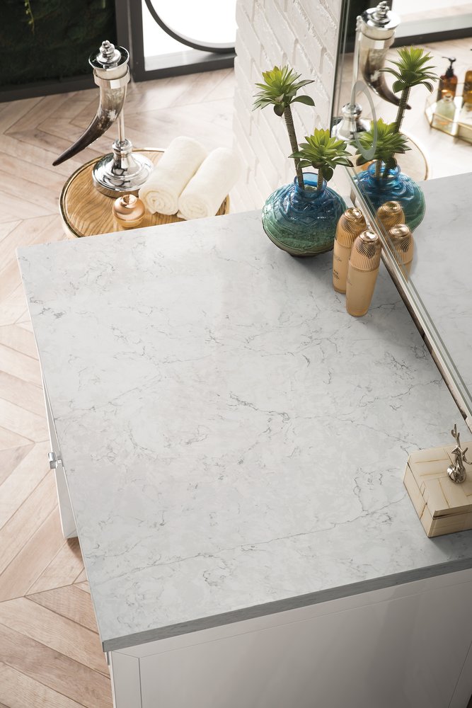 James Martin - Athens 30" Countertop Unit, Glossy White w/ 3 CM Eternal Jasmine Pearl Silestone Top - E645-DU30-GW-3EJP view 2