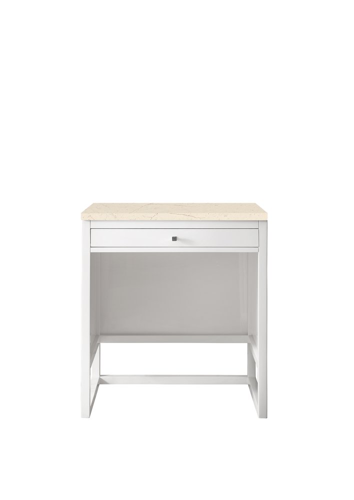 James Martin - Athens 30" Countertop Unit, Glossy White w/ 3 CM Eternal Marfil Top - E645-DU30-GW-3EMR view 1