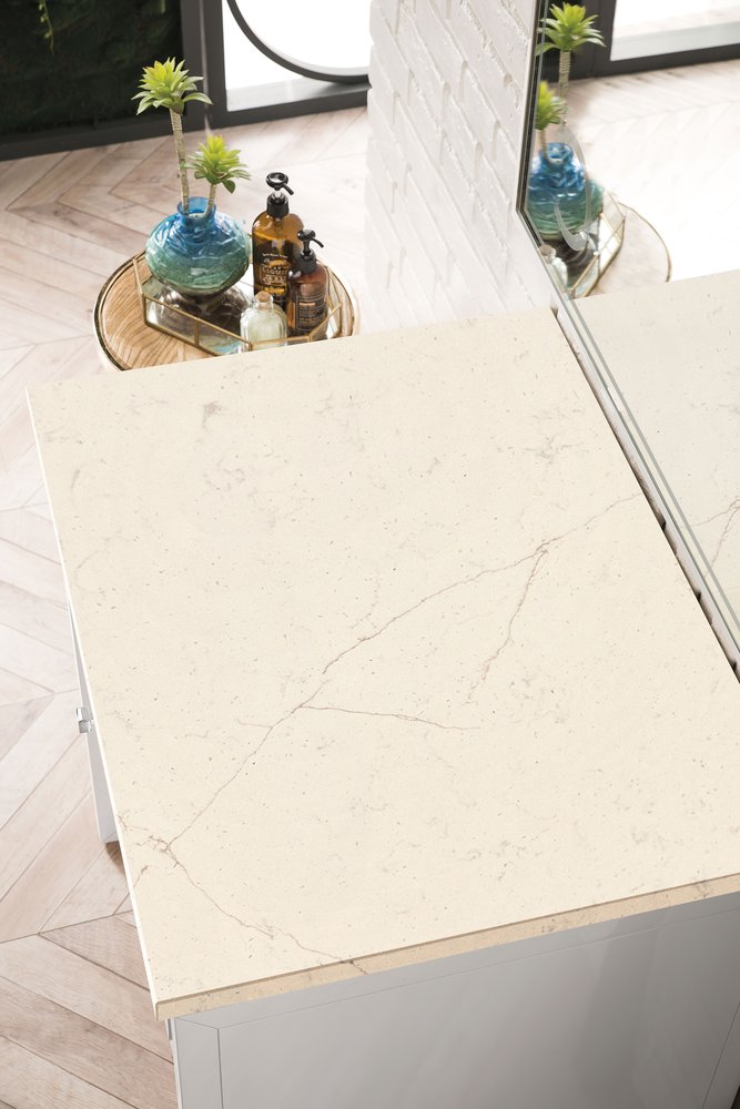 James Martin - Athens 30" Countertop Unit, Glossy White w/ 3 CM Eternal Marfil Top - E645-DU30-GW-3EMR view 2