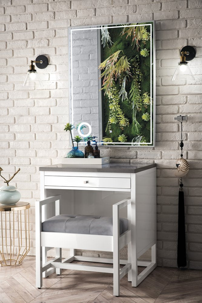 James Martin - Athens 30" Countertop Unit, Glossy White w/ 3 CM Grey Expo Silestone Top - E645-DU30-GW-3GEX view 3