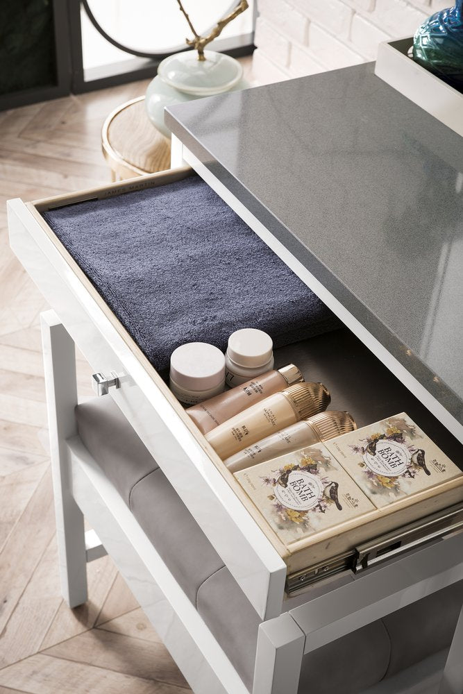 James Martin - Athens 30" Countertop Unit, Glossy White w/ 3 CM Grey Expo Silestone Top - E645-DU30-GW-3GEX view 4