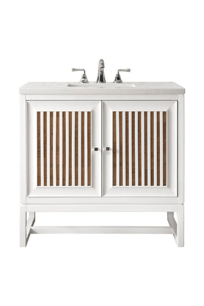 James Martin - Athens 30" Single Vanity, Glossy White w/ 3 CM Carrara White Top - E645-V30-GW-3CAR view 1