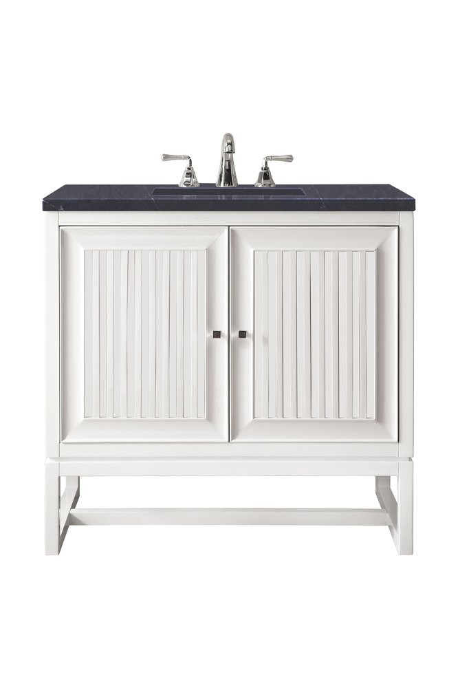 James Martin - Athens 30" Single Vanity, Glossy White w/ 3 CM Charcoal Soapstone Silestone Top - E645-V30-GW-3CSP view 1