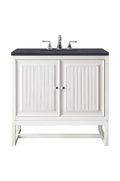 James Martin - Athens 30" Single Vanity, Glossy White w/ 3 CM Charcoal Soapstone Silestone Top - E645-V30-GW-3CSP view 1