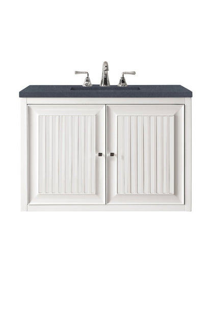 James Martin - Athens 30" Single Vanity, Glossy White w/ 3 CM Charcoal Soapstone Silestone Top - E645-V30-GW-3CSP view 2