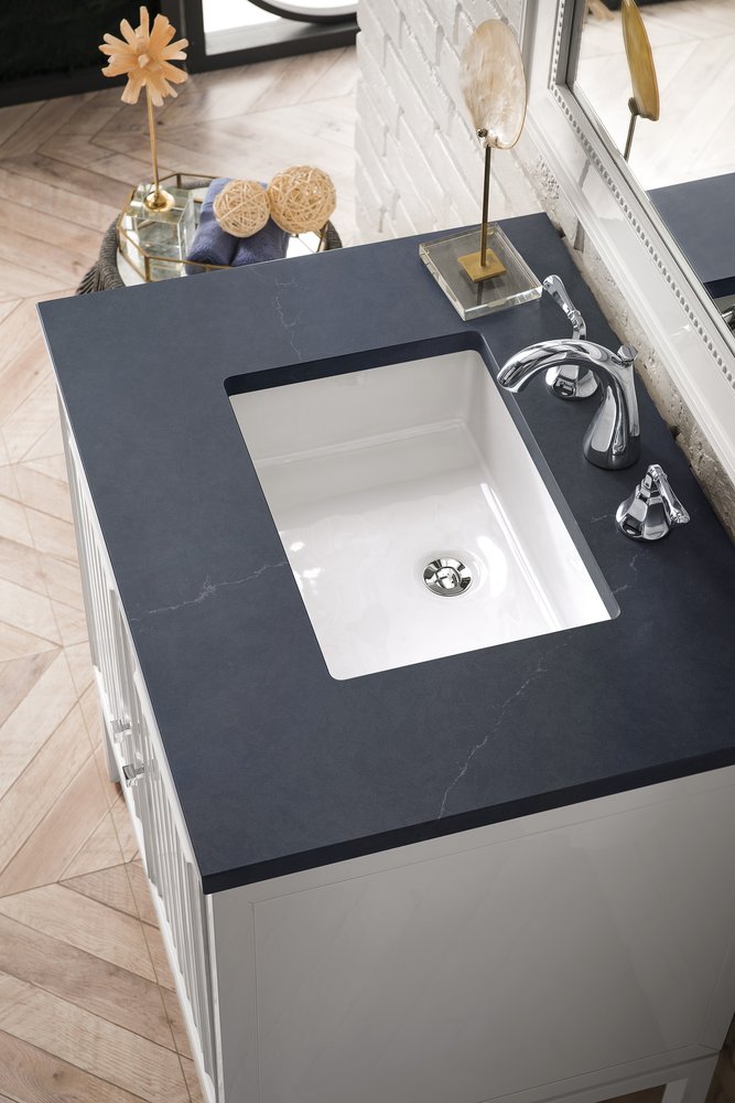James Martin - Athens 30" Single Vanity, Glossy White w/ 3 CM Charcoal Soapstone Silestone Top - E645-V30-GW-3CSP view 4