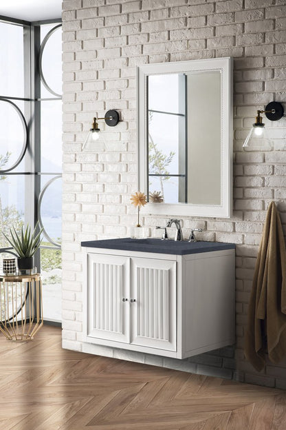 James Martin - Athens 30" Single Vanity, Glossy White w/ 3 CM Charcoal Soapstone Silestone Top - E645-V30-GW-3CSP view 8