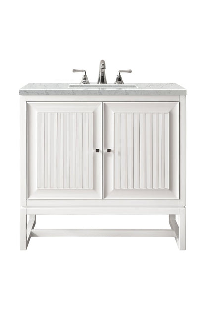 James Martin - Athens 30" Single Vanity, Glossy White w/ 3 CM Eternal Jasmine Pearl Silestone Top - E645-V30-GW-3EJP view 1